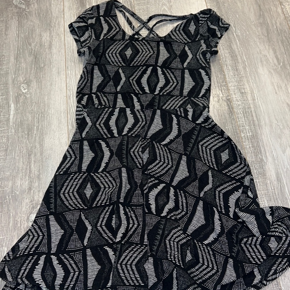 Black patterned mini dress